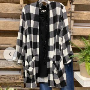 NEW Premium Comfy Black Cotton-Blend Stretchy Long Sleeve Cardigan Size 3XL